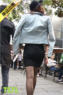 4K-街拍黑色连衣包臀短裙SW女T171[669M]