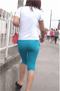 蓝色七分布裤MM [153M/MTS]