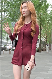 红色连衣裙腿好白3A534[1.08G]