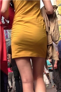 黄色紧身连衣包臀美MM[180M/MTS]