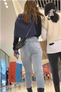 超紧白牛仔透V内痕美女JS184[1.58G]