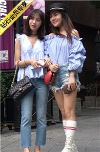 4K-气质牛仔热裤长腿街拍美女DJ124[766M]