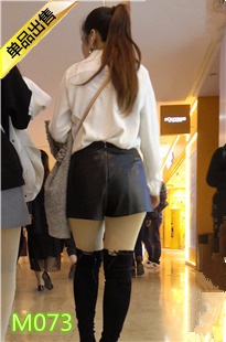 4K-黑色高靴肉丝皮短裤饱满圆润翘臀美眉M073[1.44G]