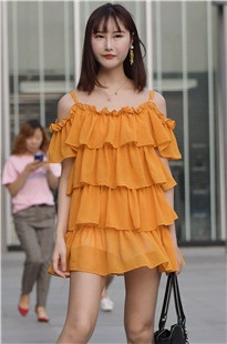 黄裙子玉腿街拍高跟气质美女XS016[1.25G]