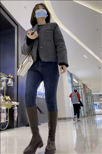 街拍牛仔裤长靴小姐姐KL086[986M]